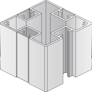 BERLIN Basic Quadratpfosten, 6,6 x 6,6 cm, 1-4 Nuten 90°