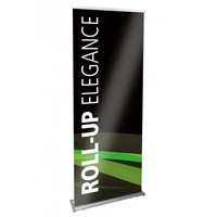 Roll-Up Elegance 85 mit Tasche In der Formensprache sehr elegantes und hochwertiges Roll-Up System mit chromfarbenen Seitenkappen.